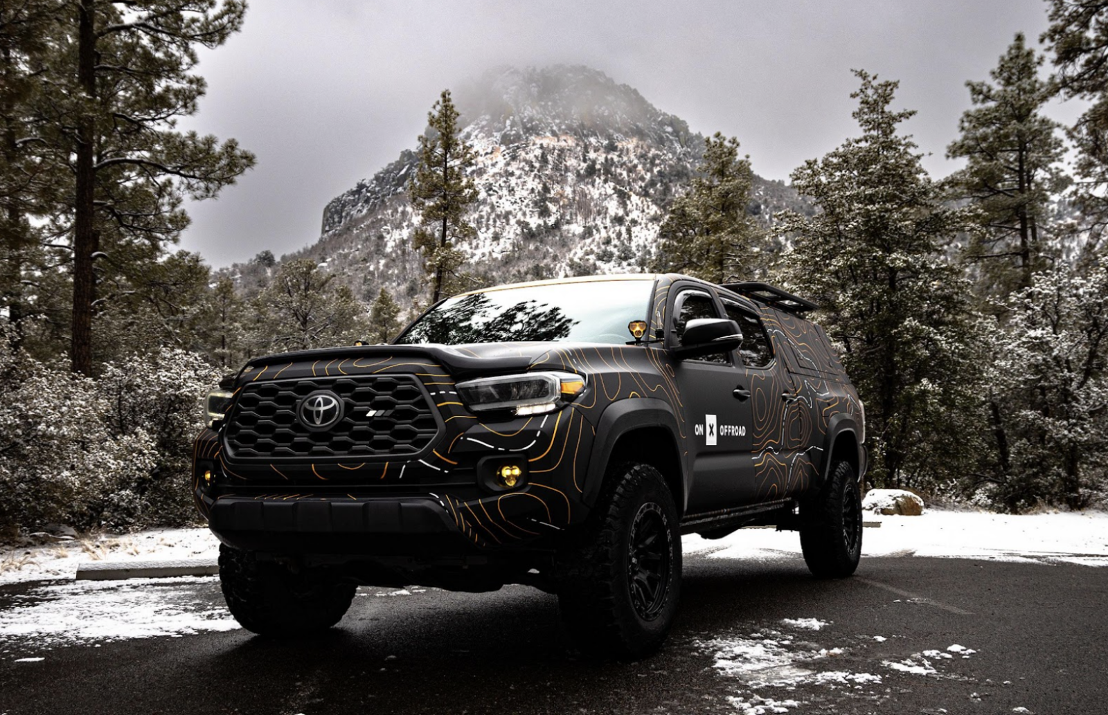 onX Offroad vehicle in the snowy mountains